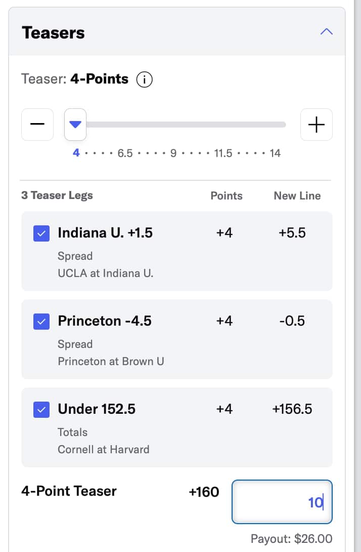 BetMGM teaser bet slider.